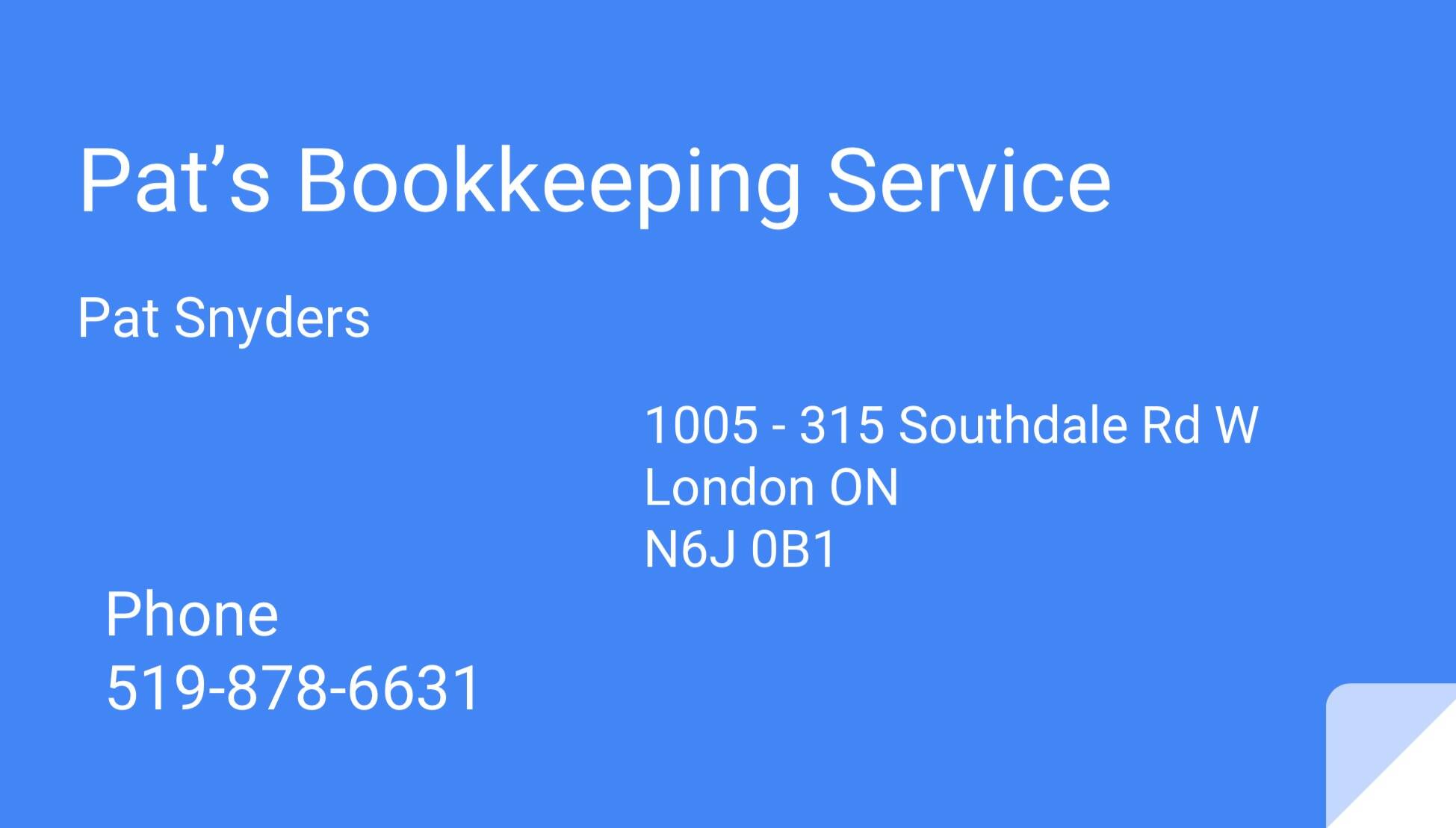 Pat's Bookkeeping Service